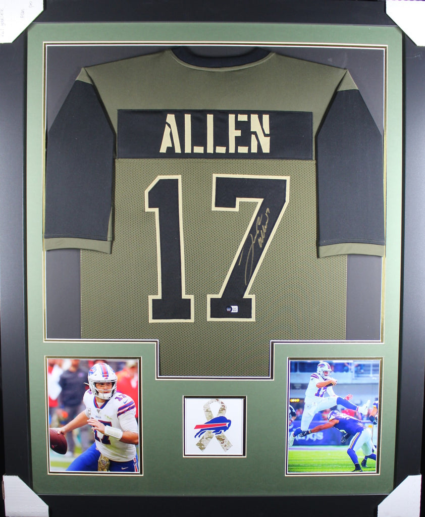 Josh Allen framed autographed 'Salute to Service' jersey