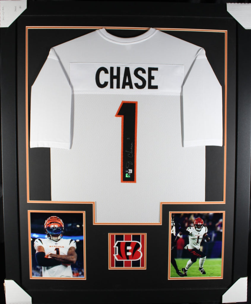 Ja'Marr Chase Authentic Signed Orange Pro Style Framed Jersey