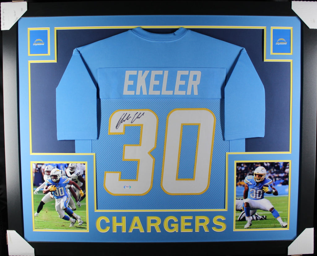 Austin Ekeler framed autographed dark blue jersey