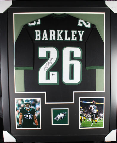 Saquon Barkley framed autographed black jersey