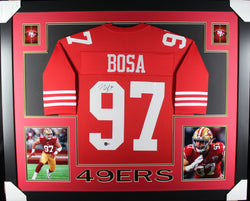 Nick Bosa framed autographed red jersey