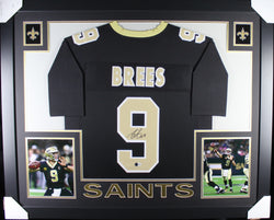 Drew Brees framed autographed black jersey