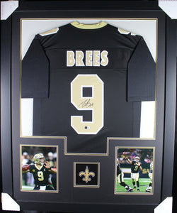 Drew Brees framed autographed black jersey