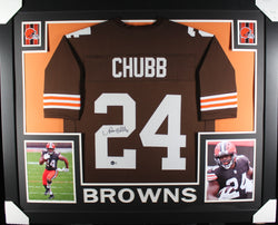 Nick Chubb framed autographed brown jersey