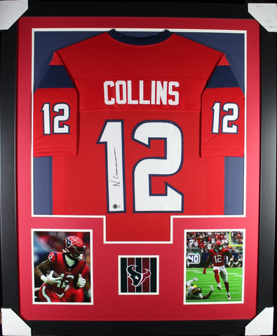 Nico Collins framed autographed red jersey