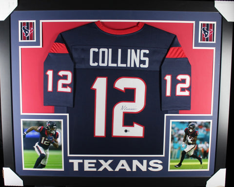 Nico Collins framed autographed navy jersey "Skyline Style"