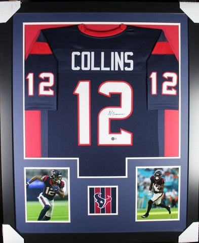 Nico Collins framed autographed navy jersey "Tower Style"