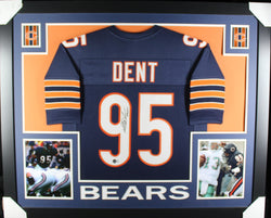 Richard Dent framed autographed blue jersey