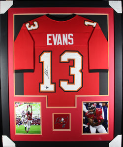 Mike Evans framed autographed red jersey