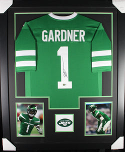 Ahmad "Sauce" Gardner framed autographed green jersey