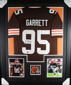 Myles Garrett framed autographed brown jersey