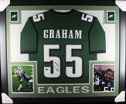 Brandon Graham framed autographed green jersey