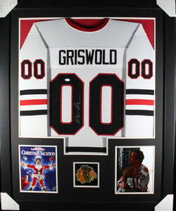 Chevy Chase "Clark Griswold" framed autographed white jersey