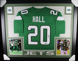 Breece Hall framed autographed green jersey