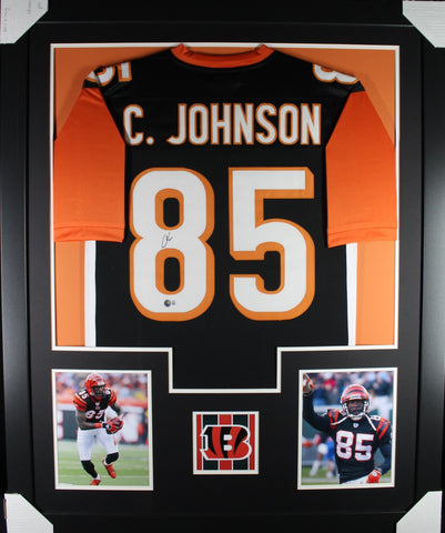 Chad "Ochocinco" Johnson framed autographed black jersey