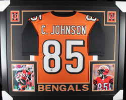 Chad "Ochocinco" Johnson framed autographed orange jersey