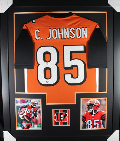 Chad "Ochocinco" Johnson framed autographed orange jersey