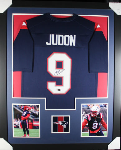 Matthew Judon framed autographed blue jersey