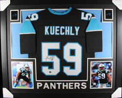 Luke Kuechly framed autographed black jersey "Skyline Style"