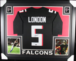 Drake London framed autographed black jersey