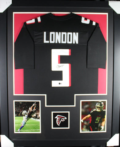 Drake London framed autographed black jersey