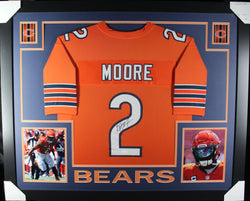 DJ Moore framed autographed orange jersey