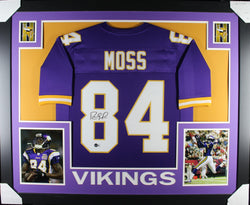 Randy Moss framed autographed purple jersey