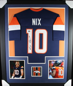 Bo Nix framed autographed blue jersey