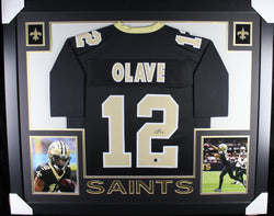 Chris Olave framed autographed black jersey