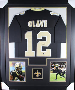 Chris Olave framed autographed black jersey