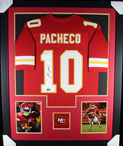 Isaiah Pacheco framed autographed red jersey