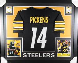 George Pickens framed autographed black jersey