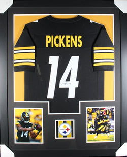 George Pickens framed autographed black jersey