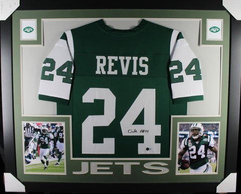 Darrelle Revis framed autographed green jersey