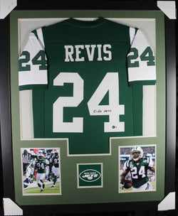 Darrelle Revis framed autographed green jersey