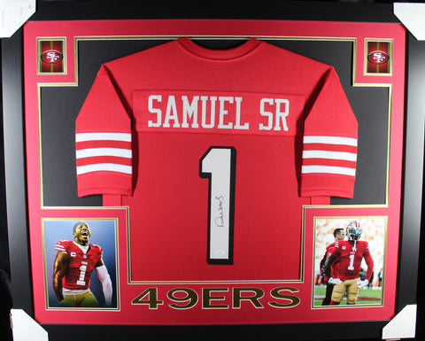 Deebo Samuel framed autographed red jersey