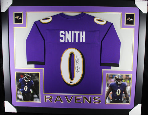 Roquan Smith framed autographed purple jersey