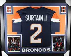 Patrick Surtain II framed autographed blue jersey