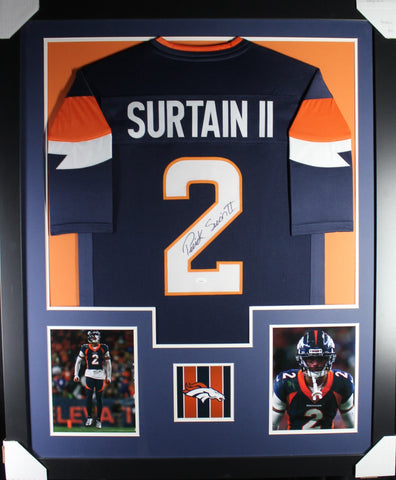 Patrick Surtain II framed autographed blue jersey