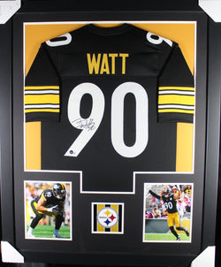 TJ Watt framed autographed black jersey