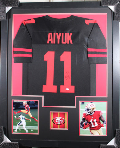 Brandon Aiyuk framed autographed black jersey