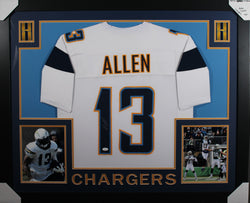 keenan-allen-framed-autographed-white-jersey