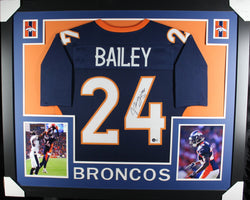 Champ Bailey framed autographed blue jersey