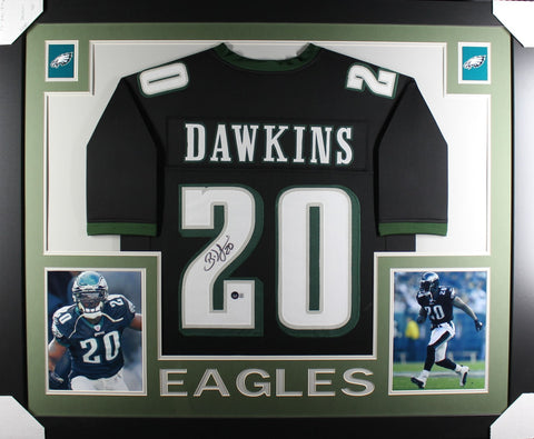 brian-dawkins-framed-autographed-black-jersey