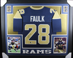 marshall-faulk-framed-autographed-navy-jersey