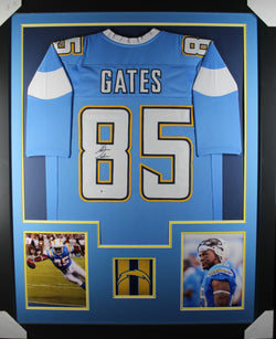 antonio-gates-framed-autographed-light-blue-jersey