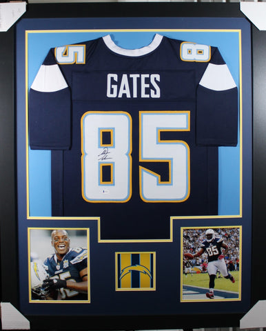 antonio-gates-framed-autographed-dark-blue-jersey