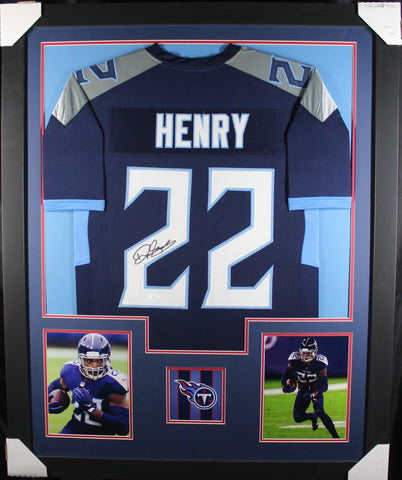 Derrick Henry Authentic Signed Navy Blue Pro Style Framed Jersey