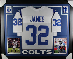 Edgerrin James framed autographed white jersey