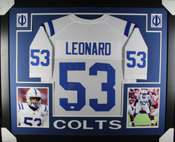 Shaquille Leonard framed autographed white jersey